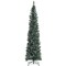 Costway 5ft/6ft/7ft Unlit Snowy PVC Artificial Slim Christmas Pencil Tree with Pine Cones